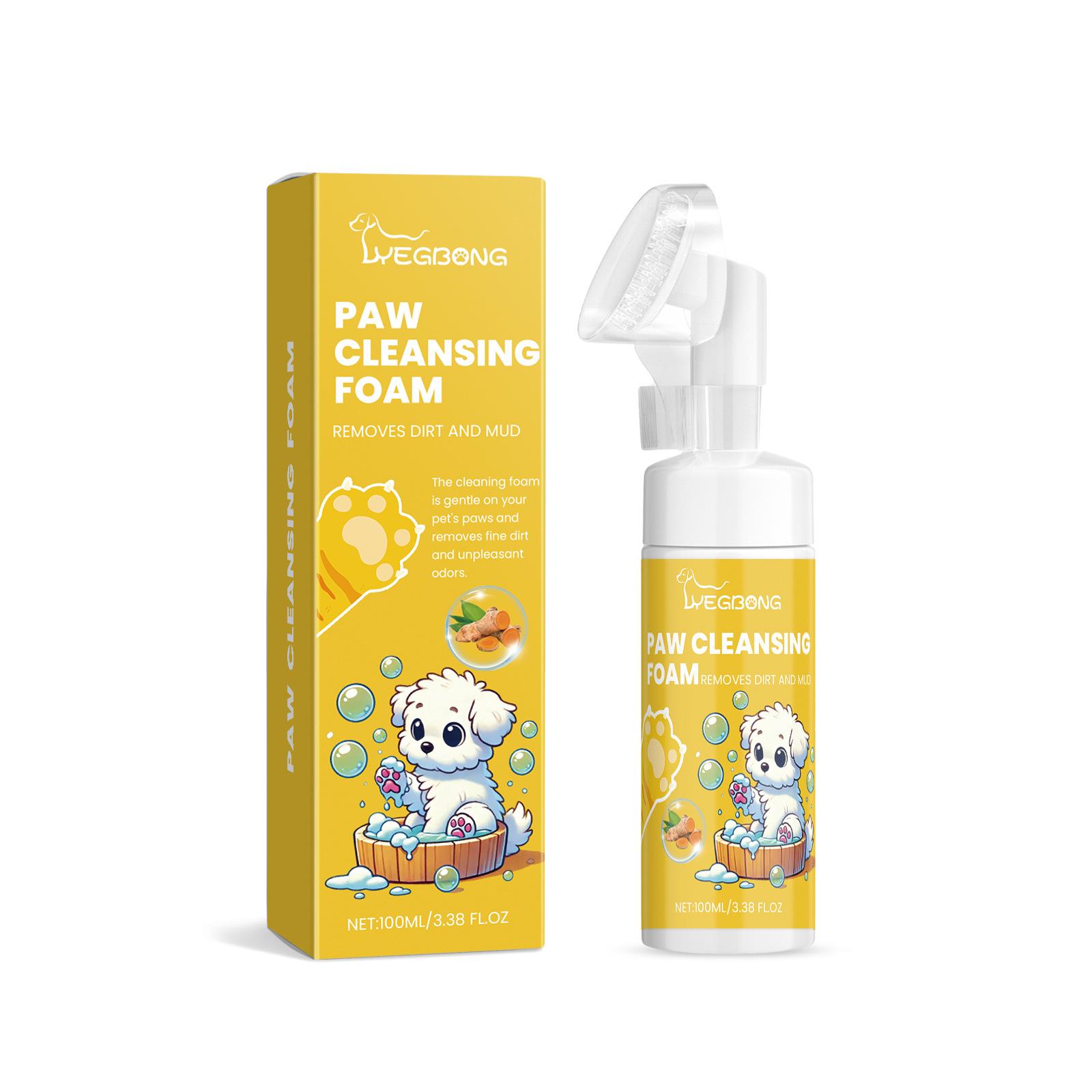

YEGBONG Средство для мытья лап собак и кошек, Magic Foam - Clean Paws, не требующее смывания, пенящееся моющее средство - сухой шампунь, щетка для мытья лап 100ml