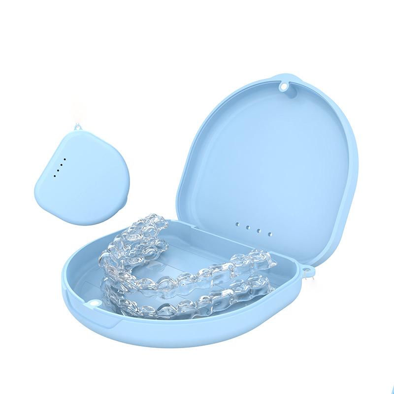 

Portable Denture Tray Box Dental Retainer Box Case Plastic Teeth Container Denture Box False Teeth Protective Case With Lanyard синий