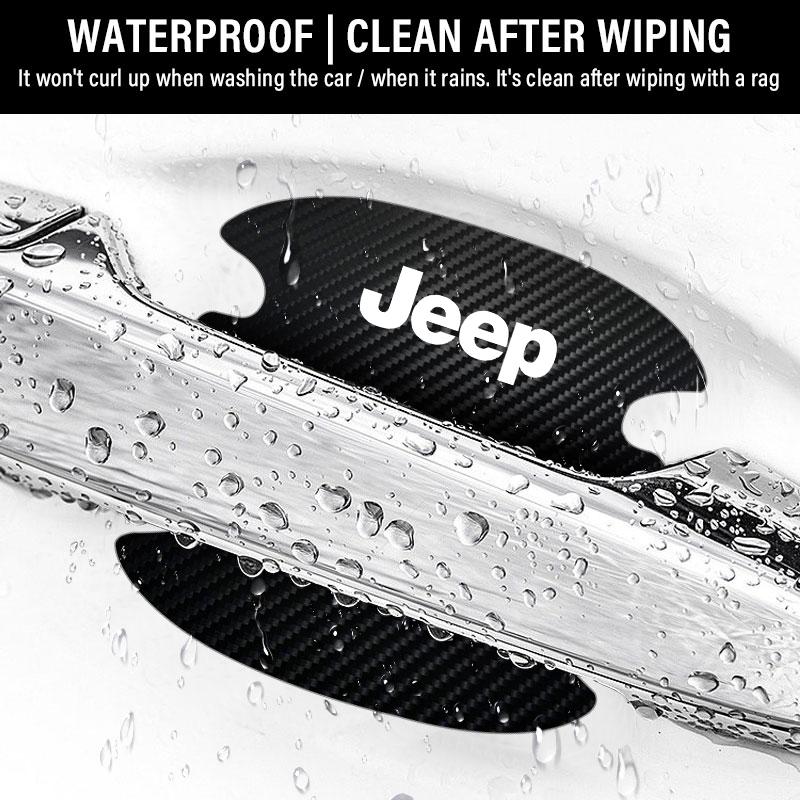 4 Stück Auto Türgriff Schutzaufkleber Emblem Autodekoration Styling für Jeep Compass Gladiator Grand Cherokee Zubehör Renegade Wrangler