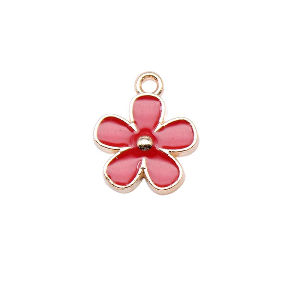 Enamel Charms Multi Color Flower Pendants For Floral Themed Jewelry