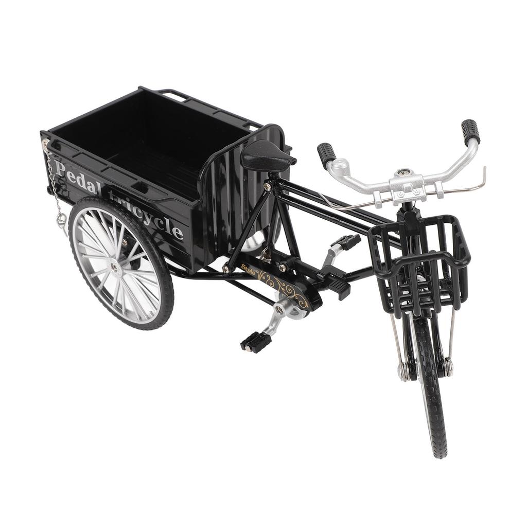Miniature Alloy Retro Three Wheel Flatbed Truck Metal Tricycle Model Toy Vintage Car Home Decoration for