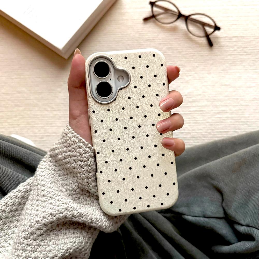 Korean Cute Polka Dot Phone Case For Samsung Galaxy S26 A35 A54 A55 5G S26 S22 S23 FE S24 Plus S25 Ultra Leather Texture Cover