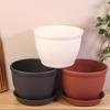 1 pièce avec soucoupe Pot de fleurs rond épais imitation céramique en PP Pot de fleurs Plantation intérieure Salon Balcon Pot pour bonsaï