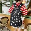 Cute Bear and Bow Print School Backpack with Multiple Front Pockets Casual Daypack for Girls
