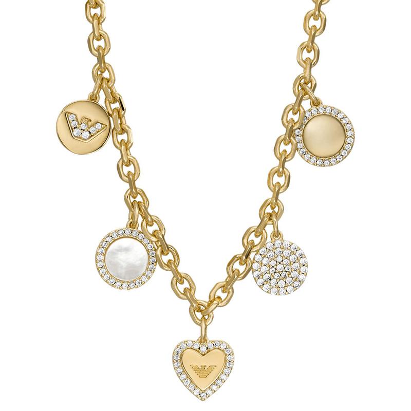 Emporio Armani Ingelegd ontwerp hartvorm koperlegering ketting dames goud EGS3103710