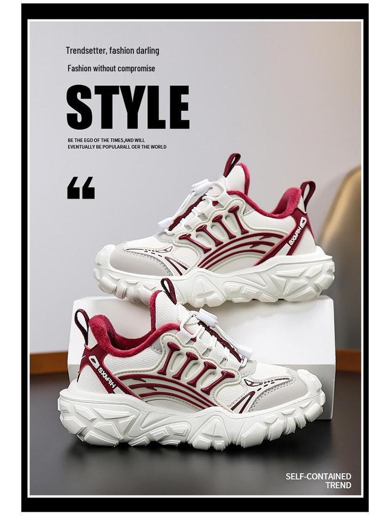 Shuangxing Kids' Cozy Velvet-Lined Easy-On Cotton Sneakers