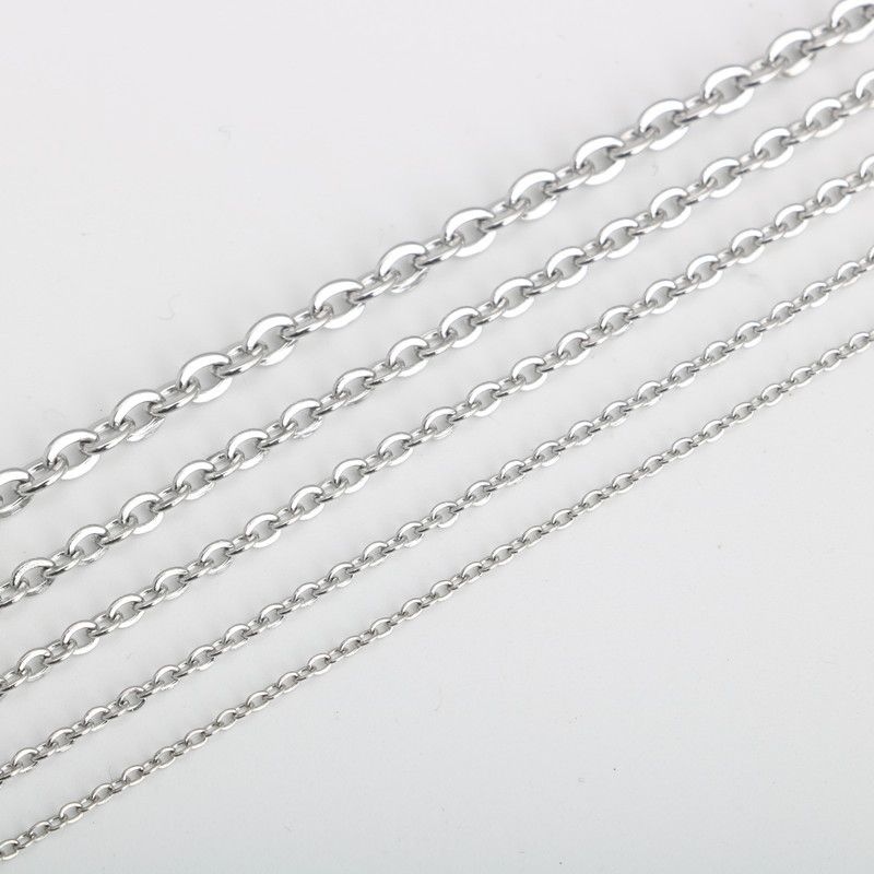 

Нержавеющая сталь Сварочный порт O-образная цепь Плоская цепь Молоток Крестовая цепь Титановая сталь Ожерелье Подвеска DIY Ожерелье Wire diameter 0.3mm width 1.2mm per meter