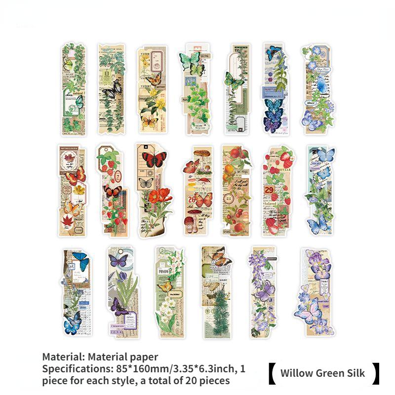 

Винтажные креативные ботанические наклейки с цветами-бабочками для декоративных наклеек DIY (Нет поддержки) Willow Green Silk
