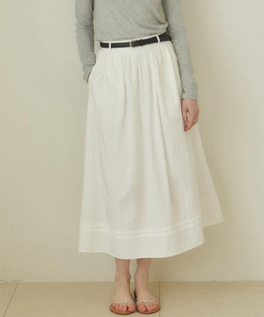 Our Hope Pintuck Shirred Long Skirt - White