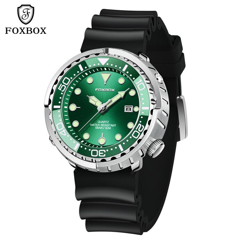 LIGE FOXBOX Herren-Quarzuhr Dreizeiger-Datum Wasserdicht Business-Armbanduhr Schwarzes Edelstahl