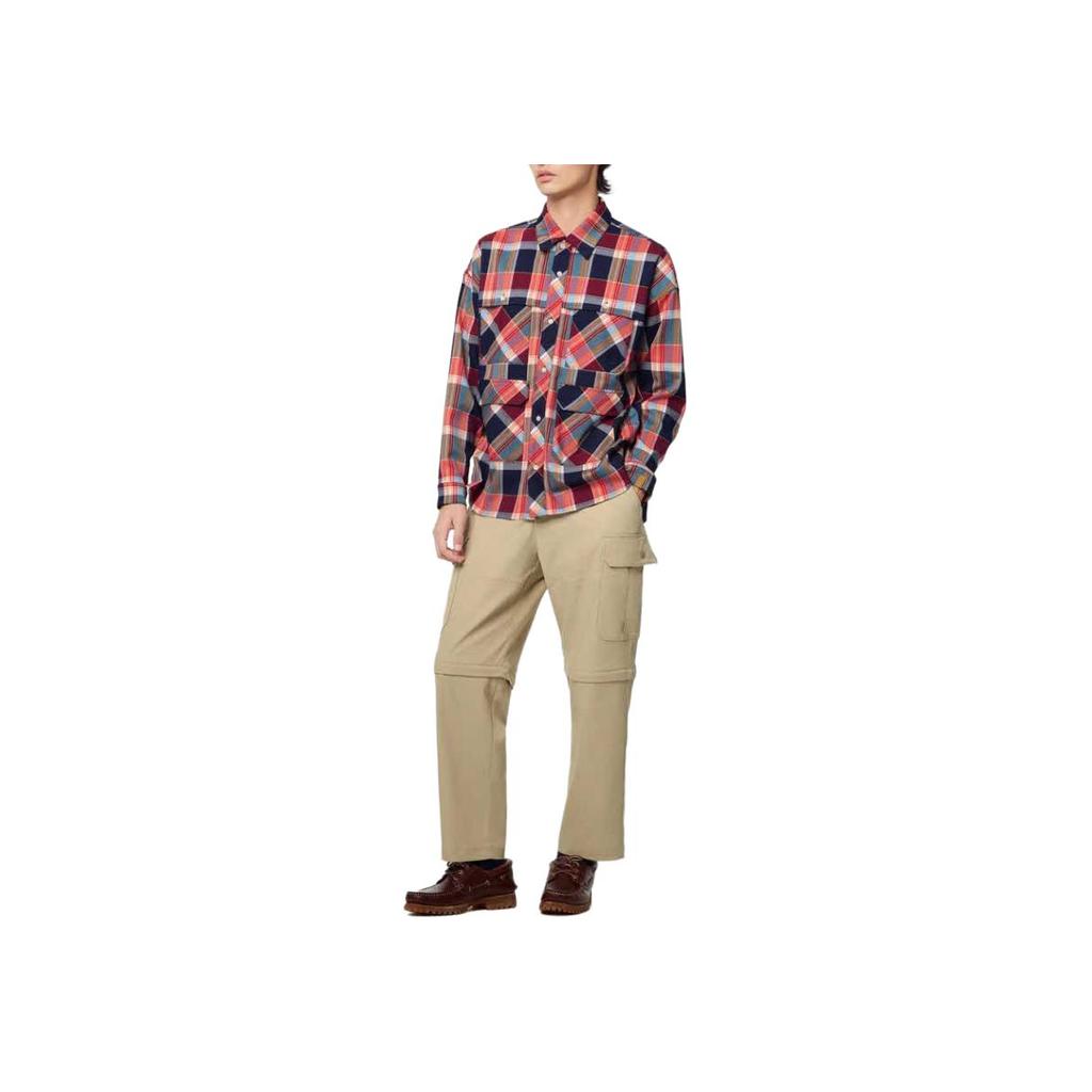Timberland Plaid Point Collar Button Drop Shoulder Long Sleeve Shirt Men shirts Red TB0A6J5KE091