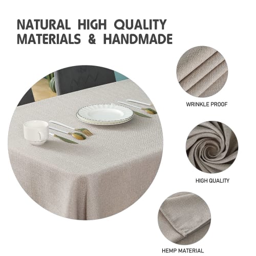 SEASHORE TREE Tablecloth, Stylish, 140x180cm, Linen-like, Dining Table Mat, Table Protection, Water-Repellent, Waterproof, Thick, Solid White, Washabl