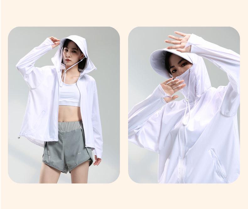 Women's Anti-UV Ice Silk Hooded Windbreaker - Breathable, Elastic, and Sun-Protective Summer Jacket for Climbing