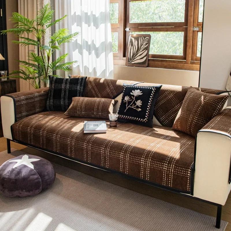 

1 шт. Чехол для дивана из шенилла, всесезонный, универсальный, коврик для дивана, полотенце, французский стиль, противоскользящий, L-образный, чехол для диванной подушки для гостиной A 70x70