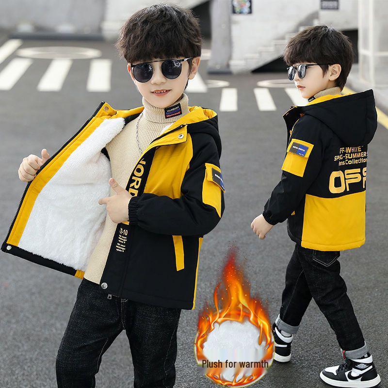 

Хлопчача вітрівка на флісовій підкладці: Бавовняна куртка на утеплювачі Осінь-Зима 120 жовтий