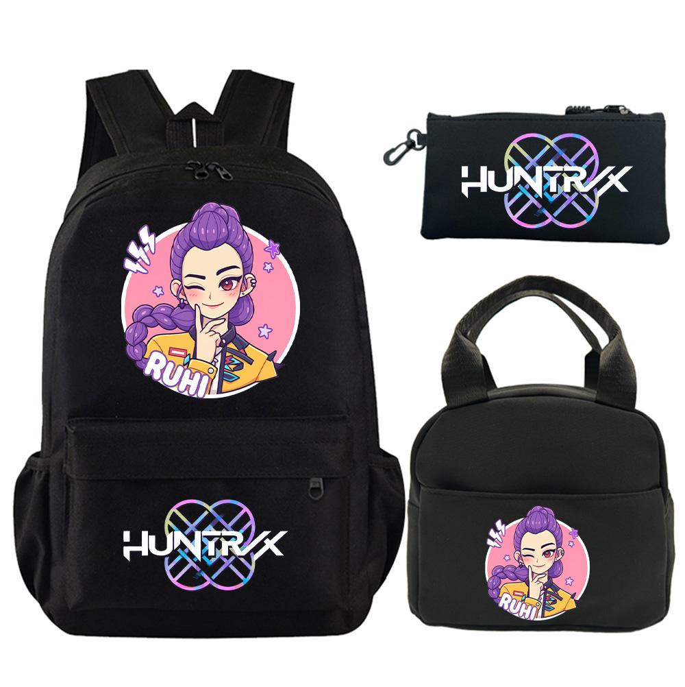 3 st/set Anime Tryckt Ryggsäck med Axelväska Pennfodral för Tonåring Student Pojke Flicka Skolväska Stor Kapacitet Vattentät Bokväska Barnpresent