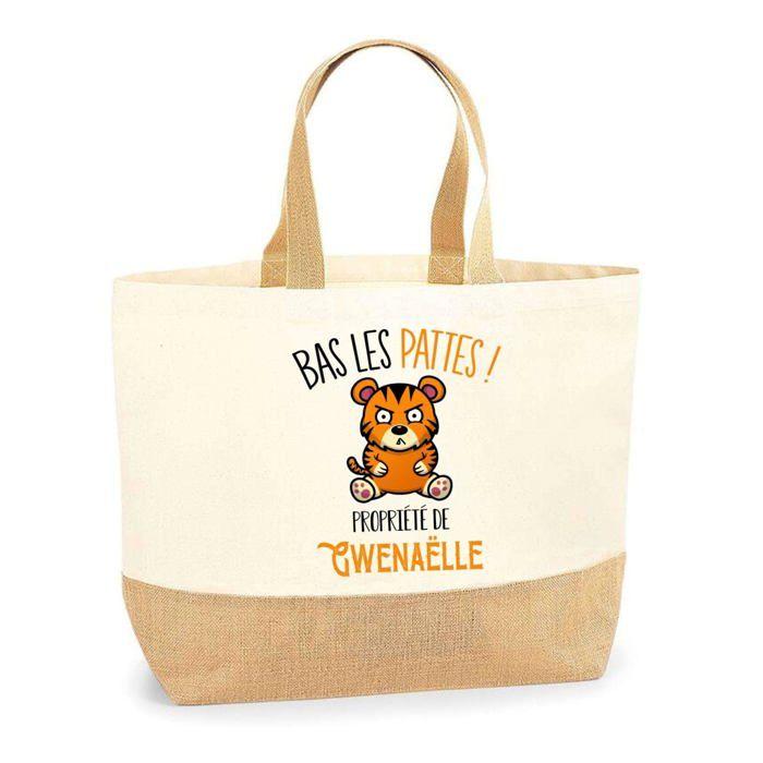 Sac cabas - PLANETEE - Gwenaëlle Bas les pattes Tigre - Jute - Imprimé en France - Anses solides