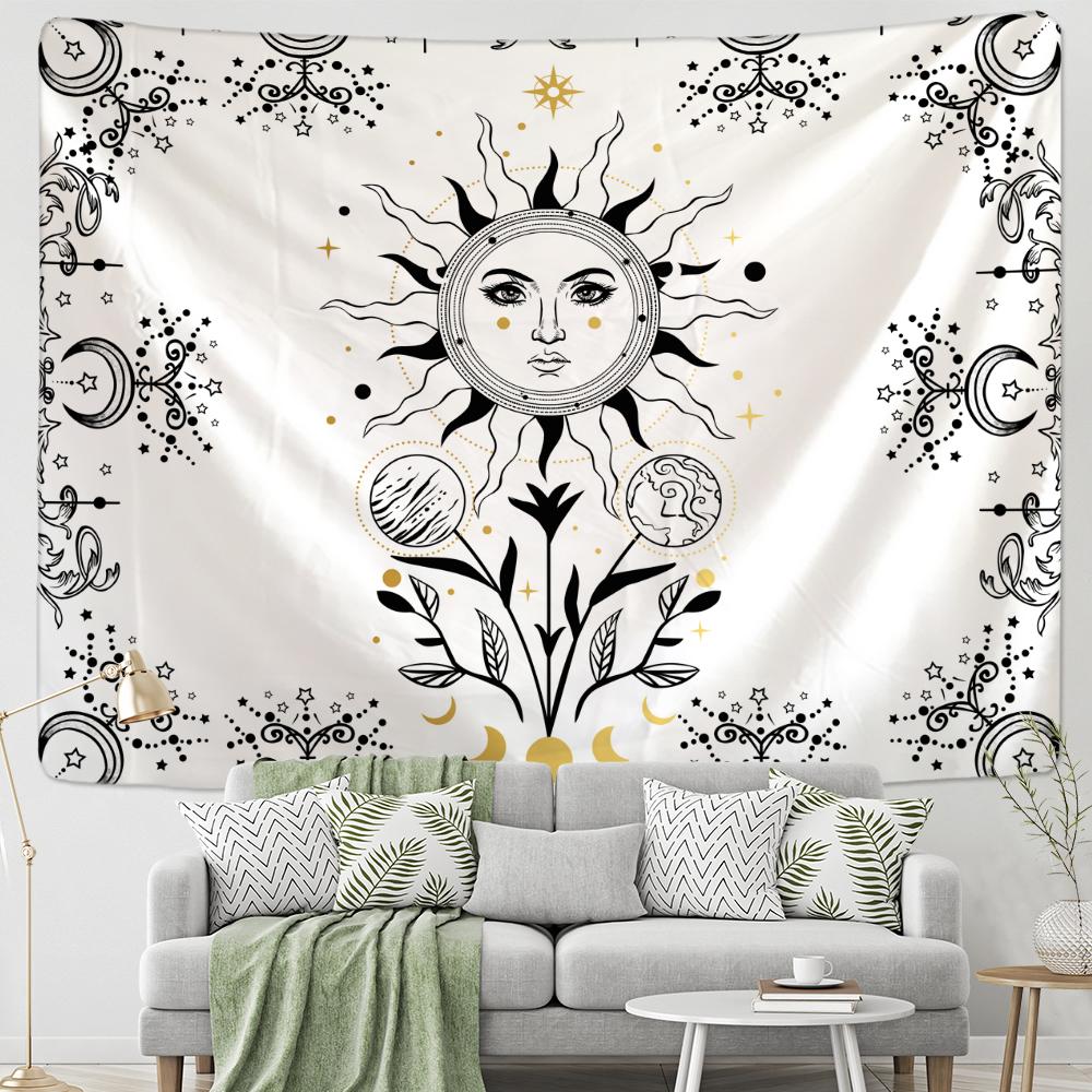 Čarodějnictví kočičí tapisérie nástěnná závěsná bohémská psychedelická kočičí zátoka věštění tajemná černá cool domácí dekorace