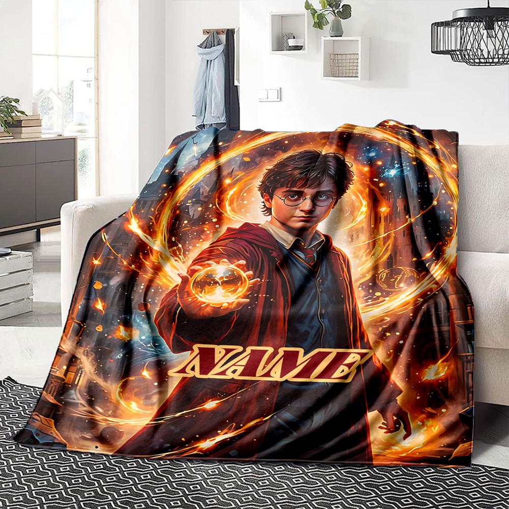 Custom Name Cartoon Character Collection blanket for Couch & Bed, Plush Cozy Fuzzy Blanket Super Soft & Warm Blankets for Fall and Winter. 090862
