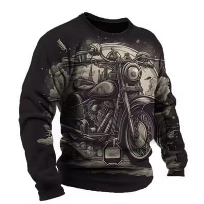 Vintage Men's T-shirt Motorcycle Pattern Long Sleeve T-shirts 3D Printed Clothes Graphic Street Oversized Autumn Men Clothing