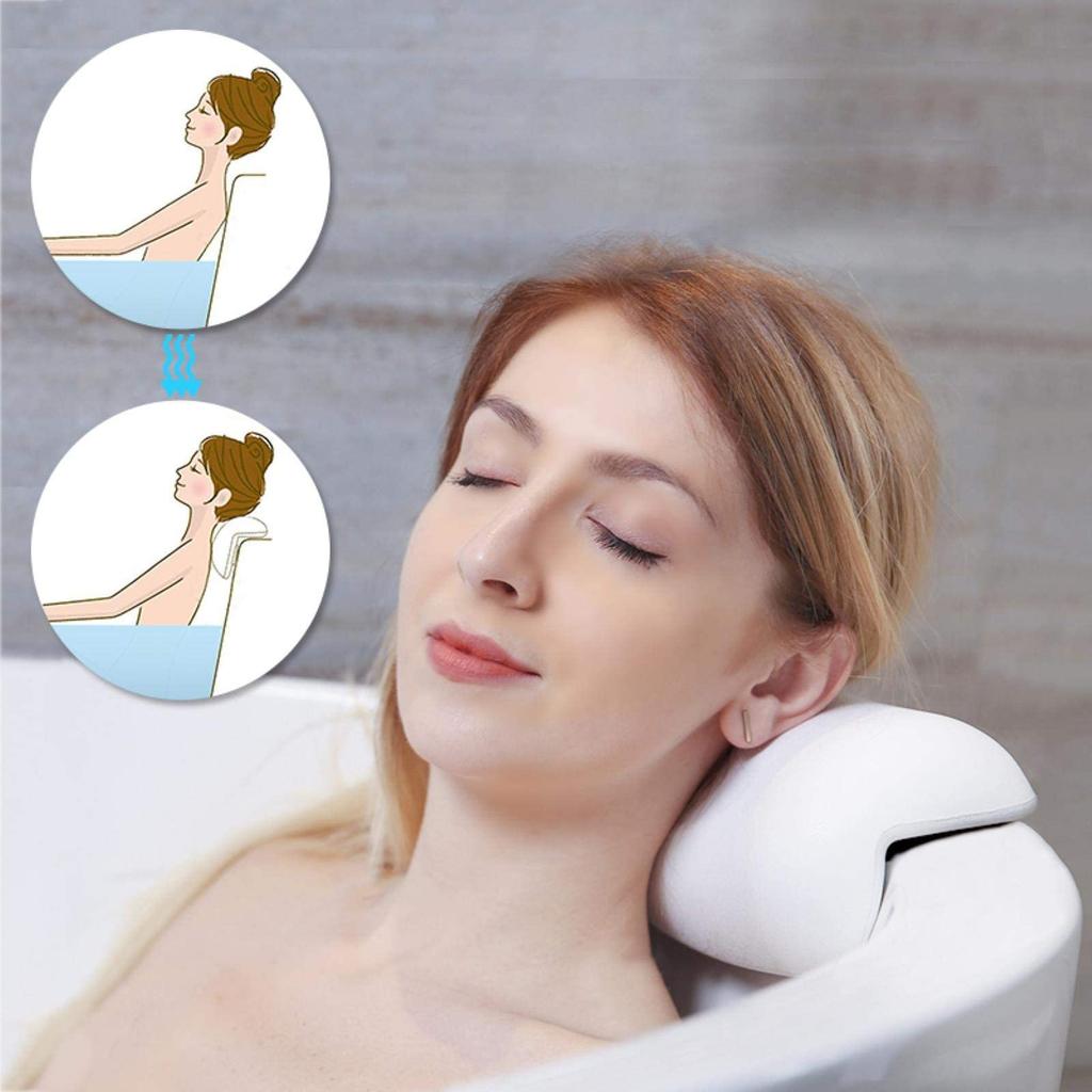 Bath Bath Pillow with Suction Bath Accessories Pillow, Cup, Waterproof, Non-Slip, Mold-Resistant, (White)