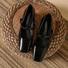 Fashion Mary Jane Leather Shoes Spring and Autumn New French Square Toe High Heels Retro One-piece Belt Shallow Mouth Single Shoes Women