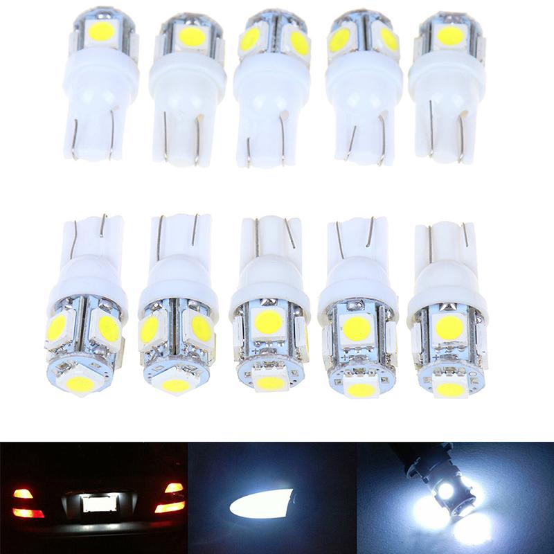 10Pcs White T10 Wedge 5-Smd 5050 5W5 Led License Plate Bulbs Indicator Light