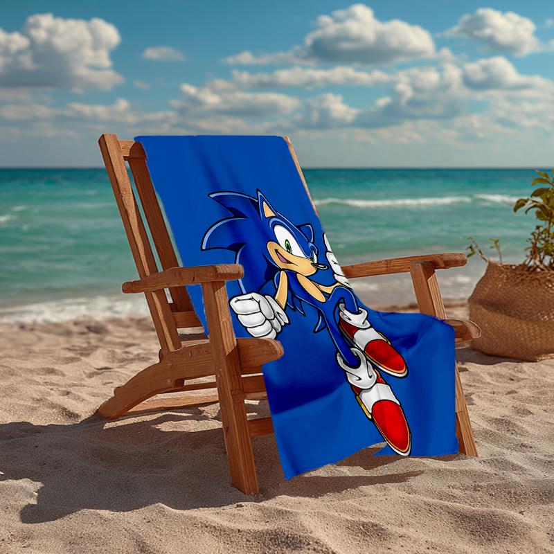 Ultra-Soft Beach Towel with Sonic Theme,Ideal for Pool - Camping, Diving - Perfect Travel Essential, Vibrant Beach Towel.