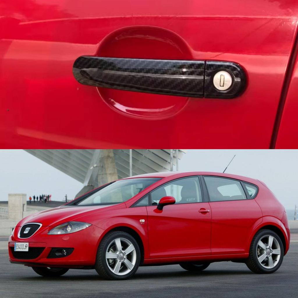 Carbon Fiber Pattern Exterior Door Handle Stickers for Seat Leon MK2 1P FR Cupra