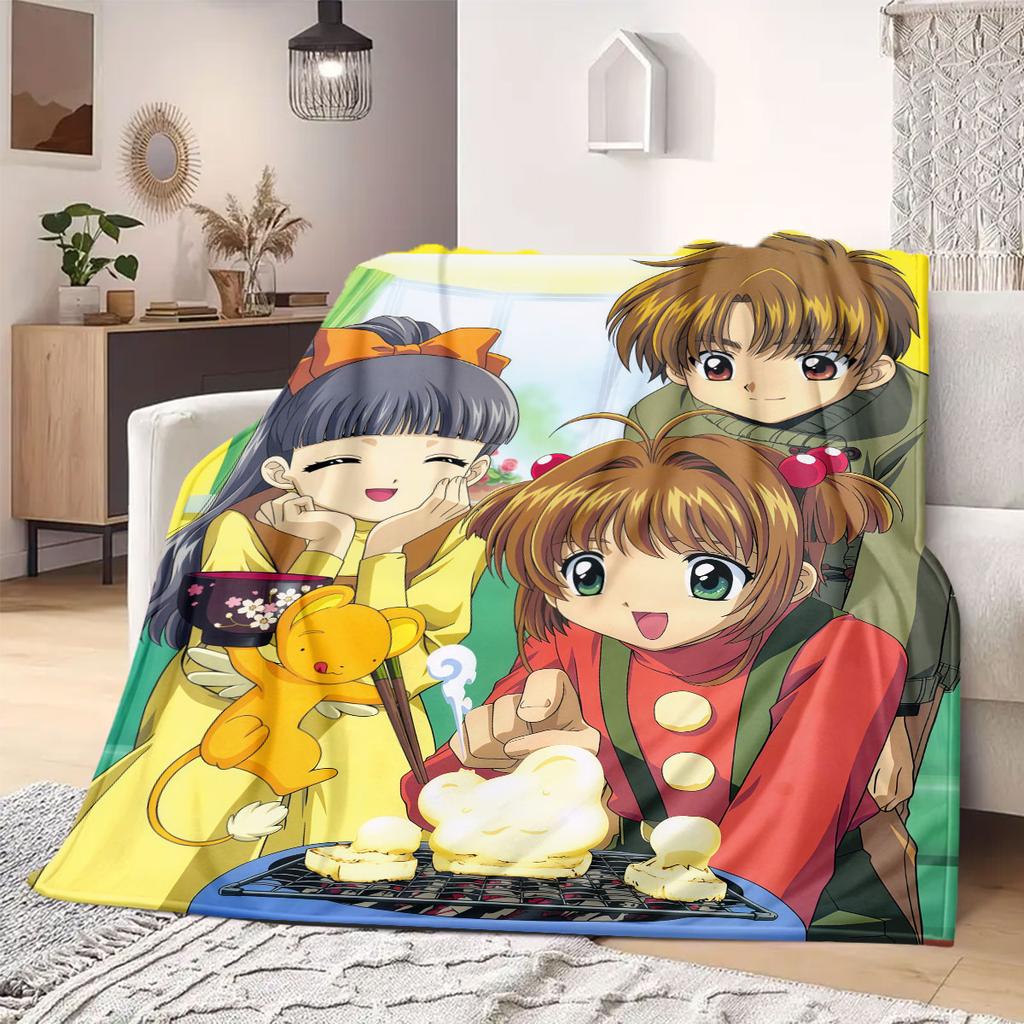 Cardcaptor Sakura Print Flannel Blanket, Cartoon Theme for Home Decor, All-season Bedding for Chairs, Travel Companion_LIAN