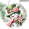 2D Flat, 1pc Aluminum Printed Flat Design, Classic Aluminum "Merry Christmas" Snowman Decorative Plaque and Ornament - Rustic Christmas Holiday