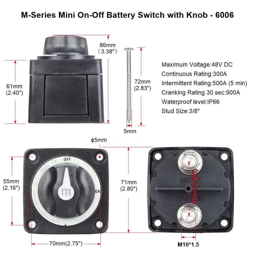 12V-48V 100A-300A Car RV Single tractor Circuit cutter Selector Isolator Disconnect Switch Rotary Battery Camper Accessories