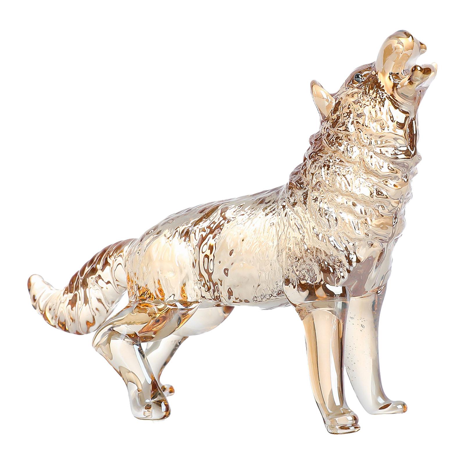 

Статуэтка волка из хрустального стекла, воющая статуэтка волка, ручная стеклянная скульптура животного, коллекционное пресс-папье 1