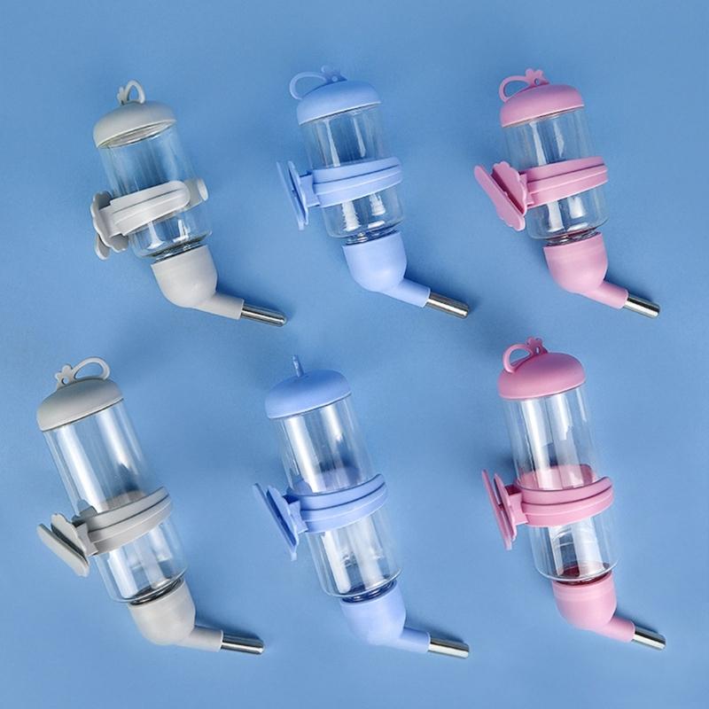 Plastic Water Feeder Bottle Hangings Auto Dispenser Drinker Hamster Small Pet Drinking Stainless Steel-Pipe Fountain