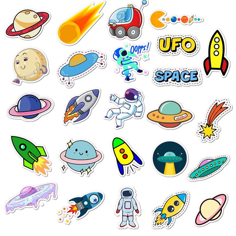 50Pcs Waterproof Planet Sticker For Phone Laptop Skateboard Refrigerator Decal