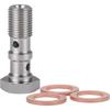 M10x1.0 Metric Stainless Steel Double Banjo Bolt Brake Fitting Adapter 30mm Long with Copper Washers