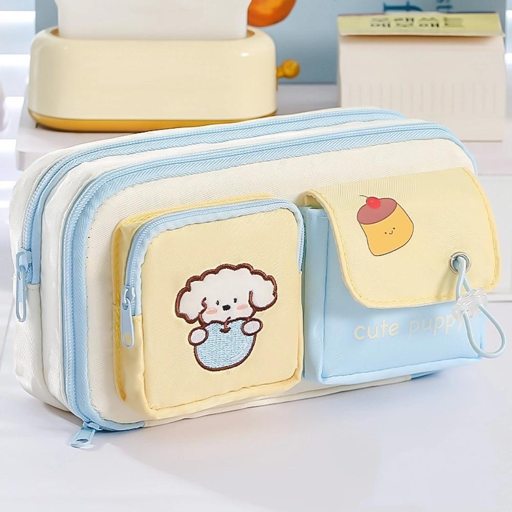 Cartoon Embroidery Cartoon Pen Pencil Case Stationery Storage Bag School Office