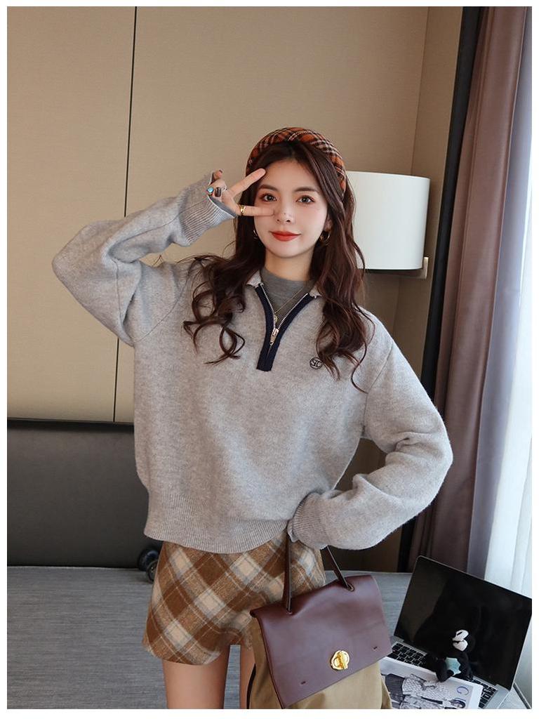 Velvet Semi-High Neck Long Sleeve Women's Modal Base Layer T-Shirt - Slimming White Autumn/Winter Fashion Top
