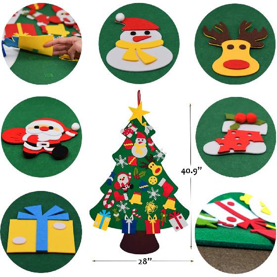 Fayoo DIY Felt Christmas Tree with 30pcs Ornaments, Xmas Gifts for Kids New Year Handmade Christmas Door Wall Hanging Decorations