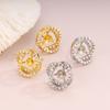 DIY Pearl Accessories, Copper-plated K Gold Classic Micro-inlaid Zircon Stud Earrings Empty Holder Work In Progress Earrings Jewelry