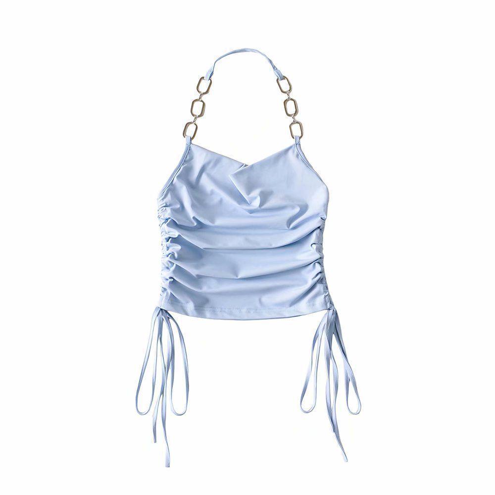 Trendy Women's Sexy Halter Crop Top Vest - High Waist, Dual Layer Summer Style