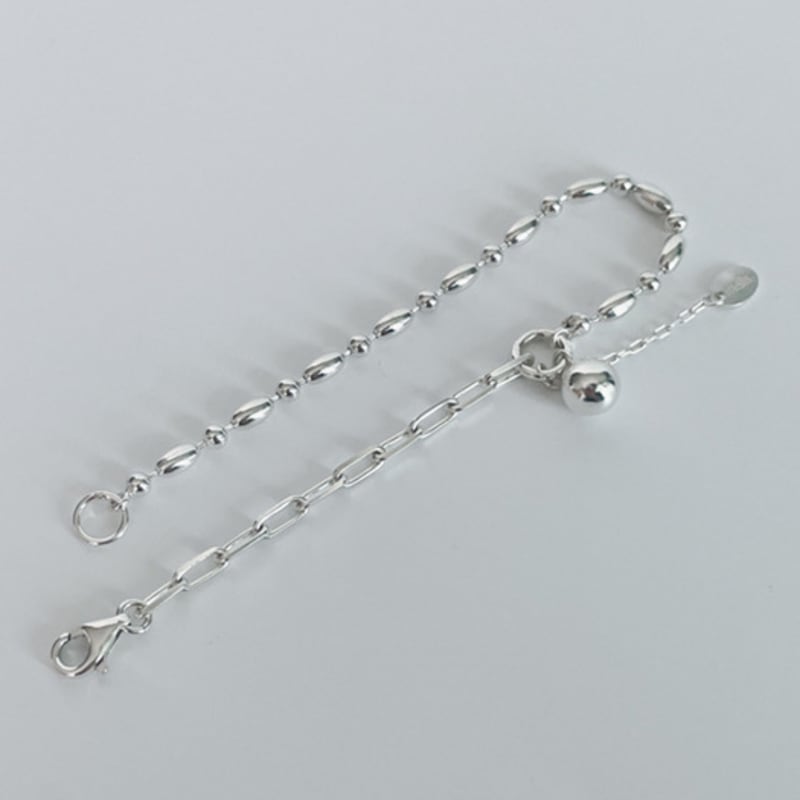 Melliv Silver Ball Point Mix Chain Bracelet_mvb01