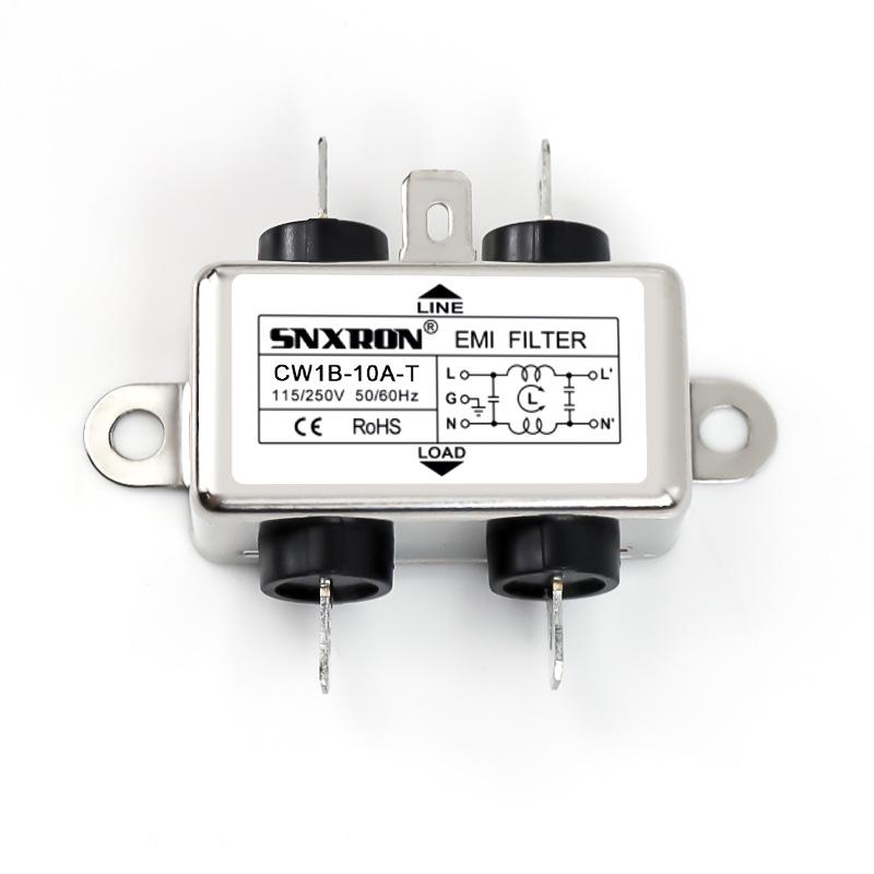 EMI Power Filter CW1B-10A-T(05) 3/6/10A, Solder Tab, 220VAC, Single-Phase AC General Purpose
