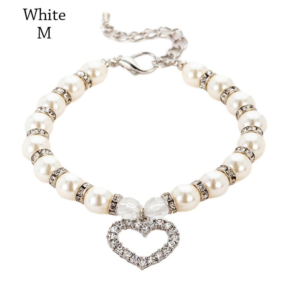 Adjustable Imitation Pearl Cute Dog Necklace Pet Dog Collar Jewelry Neck Chain For Dog Cats Luxury Diamond Pendant Accessories