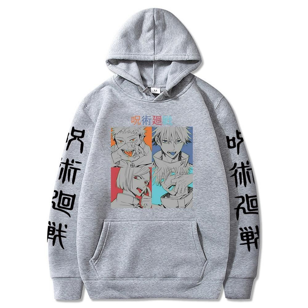 Japanese Anime Hoodies Jujutsu Kaisen Graphic Hoodie Oversized Hooded Vintage Long Sleeves Men Women Clothes