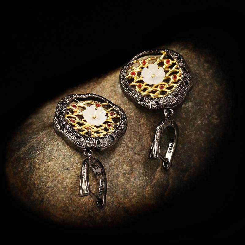 Micro-Inlaid Colorful Zircon Tree Of Life Small White Flower Earrings For Women Wedding Party Engagement Jewelry Gift