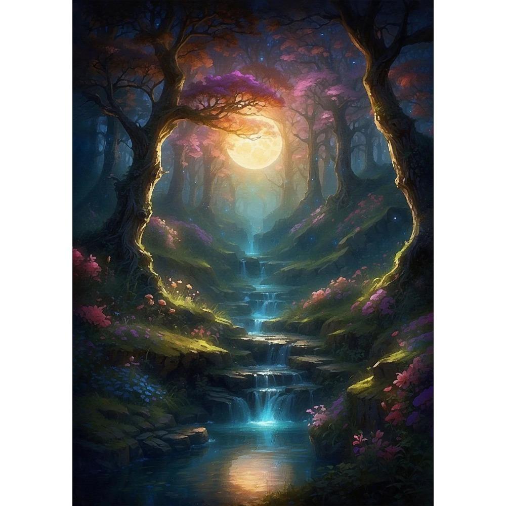 Mysterieuze Betoverde Bos Poster Zonovergoten Elfenbos Pad Sprookjes Prints Canvas Schilderij Muurfoto Huis Woonkamer Decor