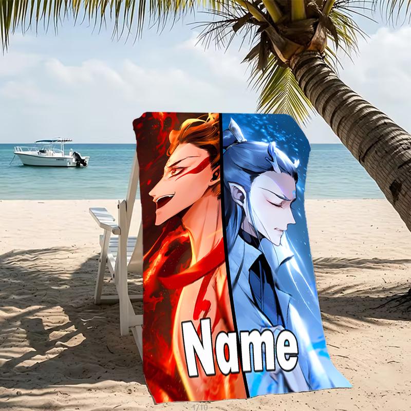 Customizable personalized beach towels Nezha Conquers the Dragon King themed designs.Suitable for the beach, yoga, sports;ideal as beach accessories