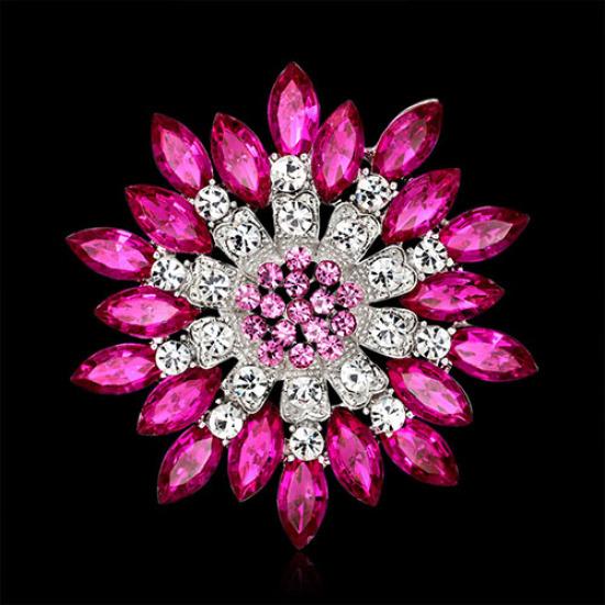 Gioielli con strass di cristallo con spilla a forma di fiore da donna per il regalo della festa nuziale