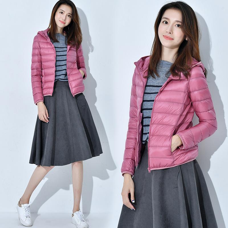 Winter Ultra-thin Down Jacket Women's Light and Short Slim-fit Hooded Large-size Ultra-light and Fattened Couple Slim-fit Jacket